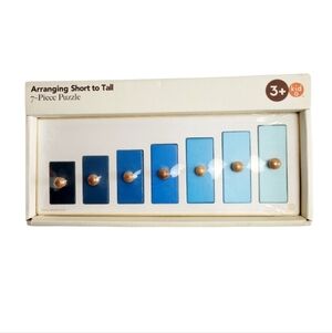 Kido Arranging Short To Tall 7-Piece Knob Puzzle Blue Color Dark To Light